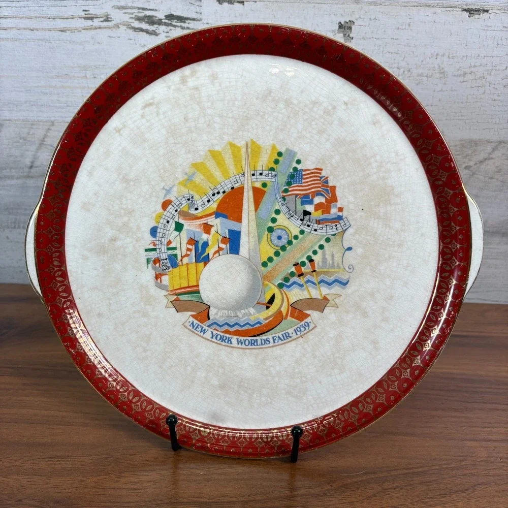 Antique 1939 New York World's Fair Art Deco Souvenir Serving plate 10